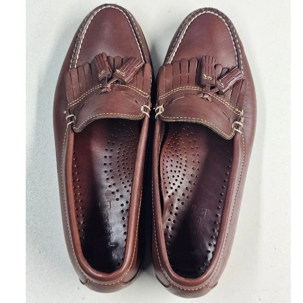 Dexter Mens Brown Leather Kiltie Tassel Loafers Made in USA P544-4 Size 10 M